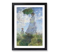 Woman with A Parasol by Claude Monet Framed Wall Art Print A2 Black