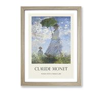 Woman With A Parasol By Claude Monet Framed Wall Art Print A3 Oak