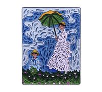 Woman with a Parasol Madame Monet and Her Son Claude Monet The Stroll La Promenade Impressionist Oil Painting Art Artist 1.8" Enamel Pin Badge