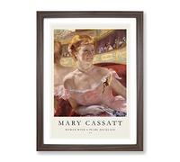 Woman With A Pearl Necklace By Mary Cassatt Exhibition Museum Painting Framed Wall Art Print, Ready to Hang Picture for Living Room Bedroom Home Office Décor, Walnut A3 (34 x 46 cm)