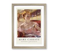 Woman With A Pearl Necklace By Mary Cassatt Exhibition Museum Painting Framed Wall Art Print, Ready to Hang Picture for Living Room Bedroom Home Office Décor, Oak A3 (34 x 46 cm)