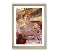 Woman With A Pearl Necklace By Mary Cassatt Framed Wall Art Print A4 Oak