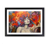 Woman with Afro Abstract Framed Print | A2 Black Framed Wall Art | Ready to Hang | Abstract Fantasy Picture | Living Room Bedroom Lounge Office