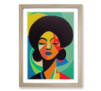 Woman With Afro Abstract Vol.1 Framed Print | A2 Oak Framed Wall Art | Ready to Hang | Abstract Fantasy Picture | Living Room Bedroom Lounge Office