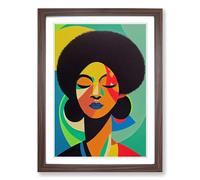 Woman With Afro Abstract Vol.1 Framed Print | A2 Walnut Framed Wall Art | Ready to Hang | Abstract Fantasy Picture | Living Room Bedroom Lounge Office