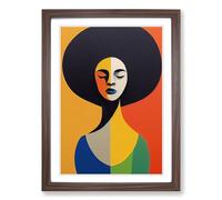 Woman With Afro Abstract Vol.2 Framed Wall Art Print, Ready to Hang Picture for Living Room Bedroom Home Office, Walnut A2 (48 x 66 cm)