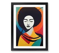 Woman With Afro Abstract Vol.3 Framed Print | A2 Black Framed Wall Art | Ready to Hang | Abstract Fantasy Picture | Living Room Bedroom Lounge Office