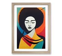 Woman With Afro Abstract Vol.3 Framed Print | A2 Oak Framed Wall Art | Ready to Hang | Abstract Fantasy Picture | Living Room Bedroom Lounge Office