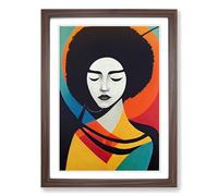 Woman With Afro Abstract Vol.3 Framed Print | A2 Walnut Framed Wall Art | Ready to Hang | Abstract Fantasy Picture | Living Room Bedroom Lounge Office