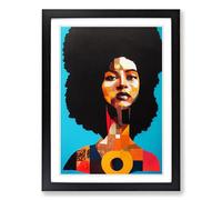 Woman With Afro Collage Framed Print | A2 Black Framed Wall Art | Ready to Hang | Modern Nature Picture | Living Room Bedroom Lounge Office