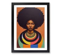 Woman With Afro Mandala Framed Print | A2 Black Framed Wall Art | Ready to Hang | Modern Fantasy Picture | Living Room Bedroom Lounge Office