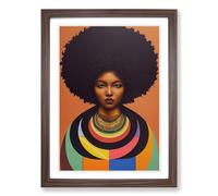 Woman With Afro Mandala Framed Print | A2 Walnut Framed Wall Art | Ready to Hang | Modern Fantasy Picture | Living Room Bedroom Lounge Office