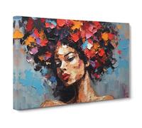 Woman with Afro Palette Knife Canvas Wall Art Print 30x20 Inch