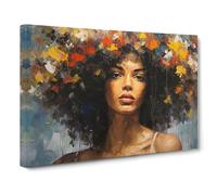Woman with Afro Palette Knife Canvas Wall Art Print 30x20 Inch