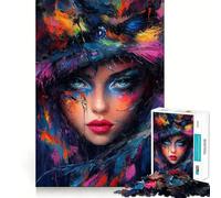 Woman with Blue Eyes Jigsaw Puzzle 1000 Logic Thinking Play Expert Cutting Craftsmanship Quiet Time Mind Exercise at Home (50x75cm)