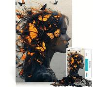 Woman with Butterflies 1000 Jigsaw Puzzle Cognitive Fun Play Clean Cut Sturdy Components Quiet Time Mind Exercise at Home (38x52cm)