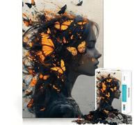 Woman with Butterflies 1000 Piece Teenager Puzzles Cognitive Train Game Zero Gap Compact Fun for Family Game Time (38x26cm)