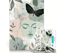 Woman with Butterflies And Flowers Jigsaw Puzzle 1000 Piece Focus Boost Fun Advanced Laser Cutting Tech Travel-friendly Brain Game Gift (38x52cm)