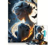Woman with Butterflies And Glowing Light 1000 Jigsaw Puzzle Cognitive Fun Play Clean Cut Sturdy Components Quiet Time Mind Exercise at Home (38x52cm)