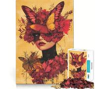Woman with Butterfly Crown Adults 1000 Piece Jigsaw Puzzle Focus Memory Game Zero Gap Compact Fun for Family Game Time (38x26cm)