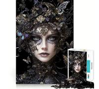 Woman with Butterfly Crown Jigsaw Puzzle 1000 Logic Thinking Play Expert Cutting Craftsmanship Quiet Time Mind Exercise at Home (38x52cm)