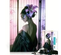 Woman with Butterfly Mask And Lily 1000-piece Jigsaw Puzzles Brain Fun Training Seamless Fit Precise Pieces Fascinating Hobby for Idle Moments (50x75cm)
