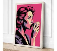 Woman with Coffee Pop Art Canvas Wall Art Print 18x12 Inch (46 x 30 cm)
