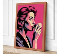 Woman with Coffee Pop Art Canvas Wall Art Print 36x24 Inch (91 x 61 cm)