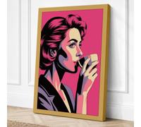 Woman with Coffee Pop Art Canvas Wall Art Print 36x24 Inch (91 x 61 cm)