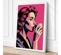 Woman with Coffee Pop Art Canvas Wall Art Print 36x24 Inch (91 x 61 cm)