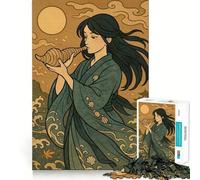 Woman with Conch Shell by The Sea 1000-piece Jigsaw Puzzles Brain Fun Training Seamless Fit Precise Pieces Fascinating Hobby for Idle Moments (38x52cm)