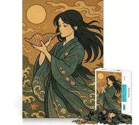 Woman with Conch Shell by The Sea 1000-piece Jigsaw Puzzles Think Exercise Game Tight Interlock No Gaps Interactive Brain Challenge for Home (50x75cm)
