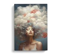Woman with Curls Surrealism Canvas Print | Gallery Wrapped 30mm Frame Wall Art | 30x20 inches | Ready to Hang | Surrealist People Picture | Living Room Bedroom Lounge Office