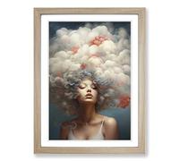 Woman with Curls Surrealism Framed Print | A2 Oak Framed Wall Art | Ready to Hang | Surrealist Nature Picture | Living Room Bedroom Lounge Office