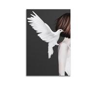 Woman with Dove Wall Art, Artistic Print, Fantasy Poster, Unique Canvas Picture, Artistic Decor for Living Room Artistic Wall Mural Modern Hanging Decor Poster16x24inch(40x60cm)