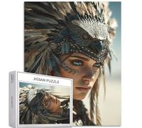 Woman with Eagle Feather Headdress 1000 Piece Jigsaw Puzzles for Adults Tribal Tattoo Art Jigsaw Puzzle Challenging Family Activity Games Colorful DIY Craft Puzzle for Home Decor Gifts 20" ×27"