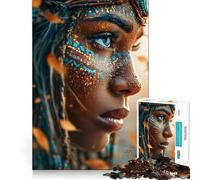 Woman with Face Paint And Braids 1000 Piece Jigsaw Puzzles Memory Train Fun Smooth Burr Free Surface Entertaining Challenge for Spare Time (50x75cm)