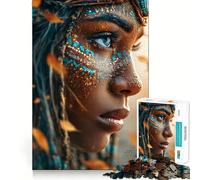 Woman with Face Paint And Braids 1000-piece Jigsaw Puzzles Think Exercise Game Tight Interlock No Gaps Interactive Brain Challenge for Home (38x52cm)