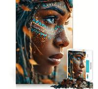 Woman with Face Paint And Braids Jigsaw Puzzles1000 Pieces Cognitive Train Fun Flawless Interlocking Pieces Birthday Gift Brain Teaser Toy (38x26cm)