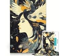 Woman with Feathers And Flowers Adults 1000 Piece Jigsaw Puzzle Focus Memory Game Zero Gap Compact Fun for Family Game Time (38x26cm)