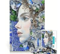 Woman with Floral And Architectural Details 1000 Piece Teenager Puzzles Cognitive Train Game Zero Gap Compact Fun for Family Game Time (38x52cm)