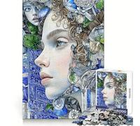 Woman with Floral And Architectural Details 1000 Pieces Jigsaw Puzzles for Adults Strategic Think Pleasant Downtime Clean Cut Winter Gift (50x75cm)