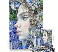 Woman with Floral And Architectural Details Jigsaw Puzzle 1000 Piece for Teenagers Focus Training Peaceful Escape Tight Join Thoughtful Gift (38x52cm)