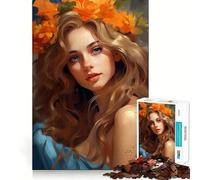 Woman with Flower 1000-piece Jigsaw Puzzles Brain Fun Training Seamless Fit Precise Pieces Fascinating Hobby for Idle Moments (50x75cm)