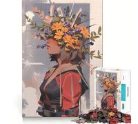 Woman with Flower Crown 1000 Jigsaw Puzzle Cognitive Fun Play Clean Cut Sturdy Components Quiet Time Mind Exercise at Home (50x75cm)