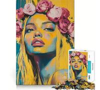 Woman with Flower Crown Jigsaw Puzzles1000 Pieces Cognitive Boost Fun Burr Free Clean Cut Pieces Holiday Indoor Entertainment Toy (38x52cm)
