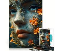Woman with Flowers on Face 1000 Piece Jigsaws for Adults Brain Sharp Game Smooth Burr Free Surface Fascinating Hobby for Idle Moments (50x75cm)