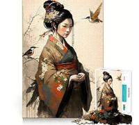 Woman with Hummingbirds Jigsaw Puzzle1000 Pieces Thinking Skill Game Seamless Fit Precise Pieces Family Fun Night Activity (38x26cm)