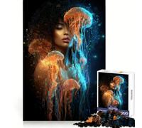 Woman with Jellyfish Digital Art 1000 Piece Jigsaw Puzzle for Adults Logical Think Soft Distraction Seamless Lock Festive Present (38x26cm)