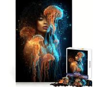 Woman with Jellyfish Digital Art Jigsaw Puzzles 1000 Pieces for Teenagers Thought Training Easy Enjoyment Uniform Cut Chic Xmas Gift (50x75cm)